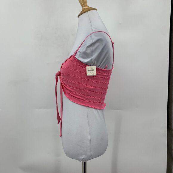 Anthropologie Bandeau Top Womens XXS/XS Raspberry Pullover Styling Smocked Tie - Picture 5 of 16